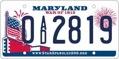 MD license plate 0AD2819