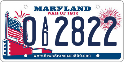 MD license plate 0AD2822