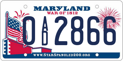 MD license plate 0AD2866