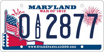MD license plate 0AD2877