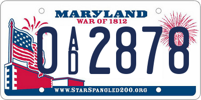 MD license plate 0AD2878