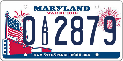MD license plate 0AD2879