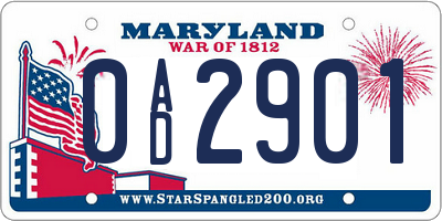 MD license plate 0AD2901