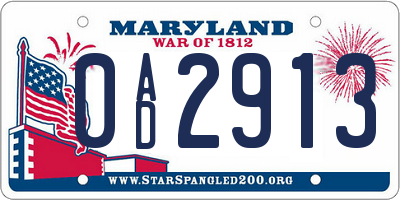 MD license plate 0AD2913
