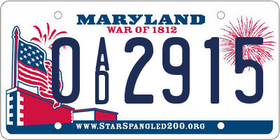 MD license plate 0AD2915