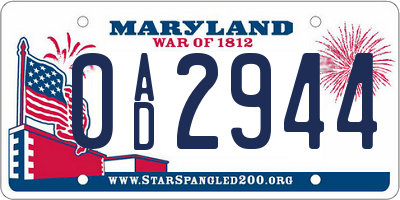 MD license plate 0AD2944