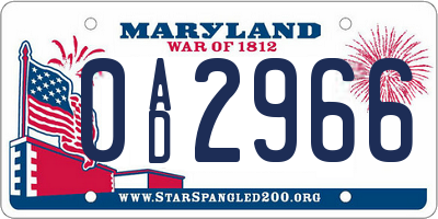 MD license plate 0AD2966