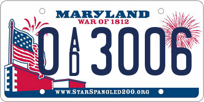 MD license plate 0AD3006