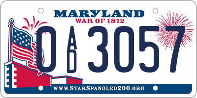 MD license plate 0AD3057