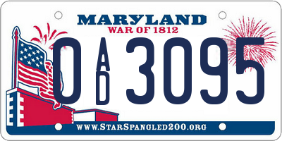 MD license plate 0AD3095
