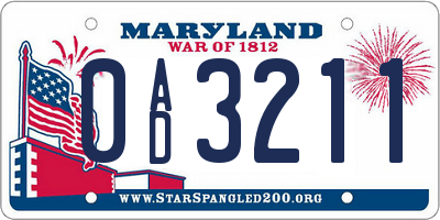 MD license plate 0AD3211
