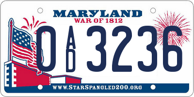 MD license plate 0AD3236