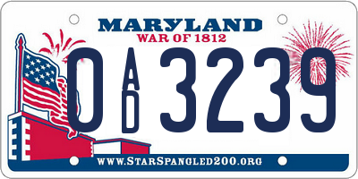 MD license plate 0AD3239