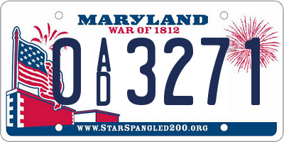 MD license plate 0AD3271