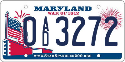 MD license plate 0AD3272