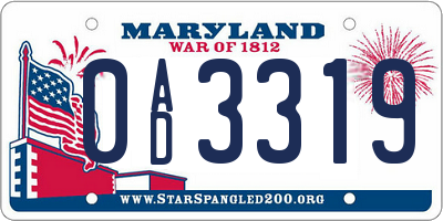 MD license plate 0AD3319