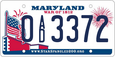 MD license plate 0AD3372