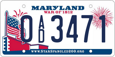 MD license plate 0AD3471