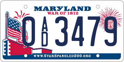 MD license plate 0AD3479