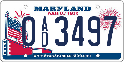 MD license plate 0AD3497