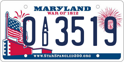 MD license plate 0AD3519