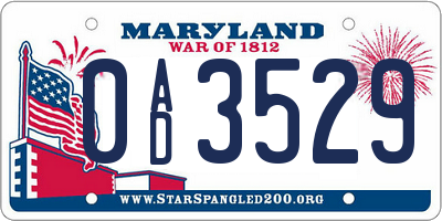 MD license plate 0AD3529