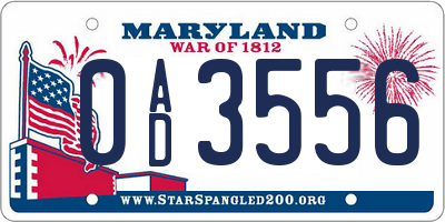 MD license plate 0AD3556