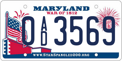 MD license plate 0AD3569