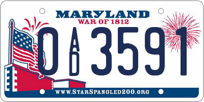 MD license plate 0AD3591