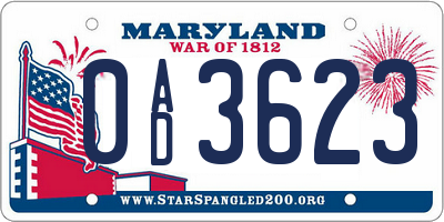 MD license plate 0AD3623