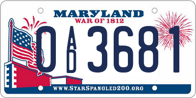 MD license plate 0AD3681