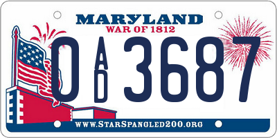 MD license plate 0AD3687