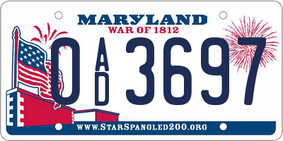 MD license plate 0AD3697