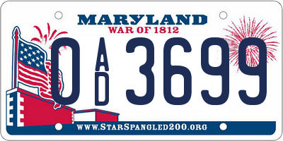 MD license plate 0AD3699