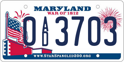MD license plate 0AD3703