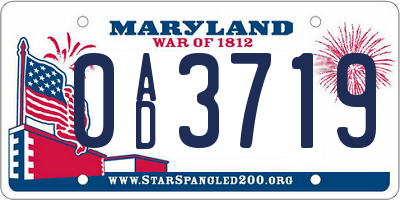 MD license plate 0AD3719