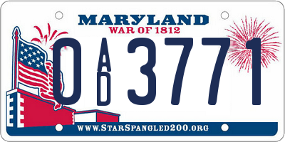 MD license plate 0AD3771