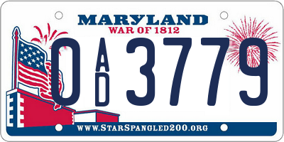 MD license plate 0AD3779