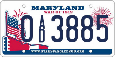 MD license plate 0AD3885