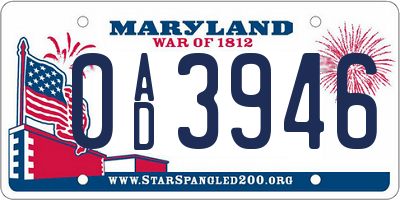 MD license plate 0AD3946