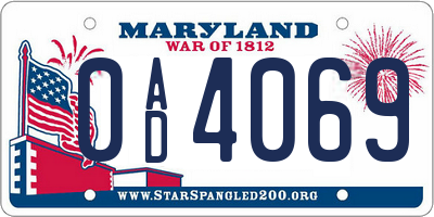MD license plate 0AD4069