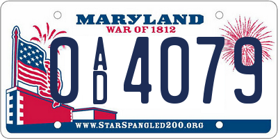 MD license plate 0AD4079