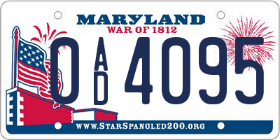 MD license plate 0AD4095