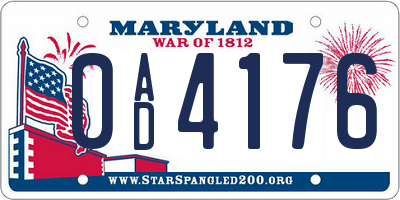 MD license plate 0AD4176