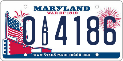 MD license plate 0AD4186