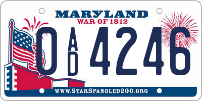 MD license plate 0AD4246