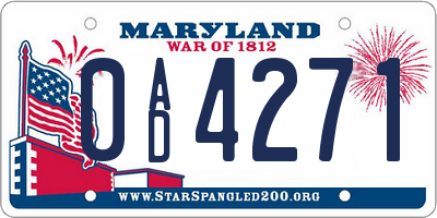 MD license plate 0AD4271