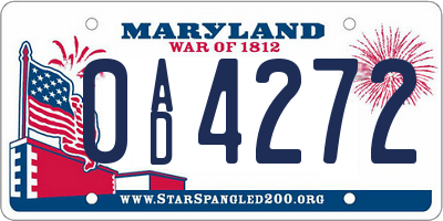 MD license plate 0AD4272