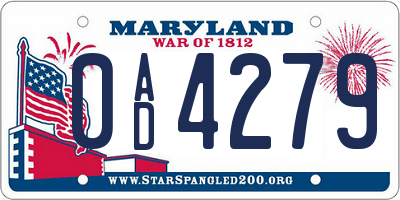 MD license plate 0AD4279