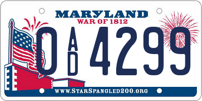 MD license plate 0AD4299